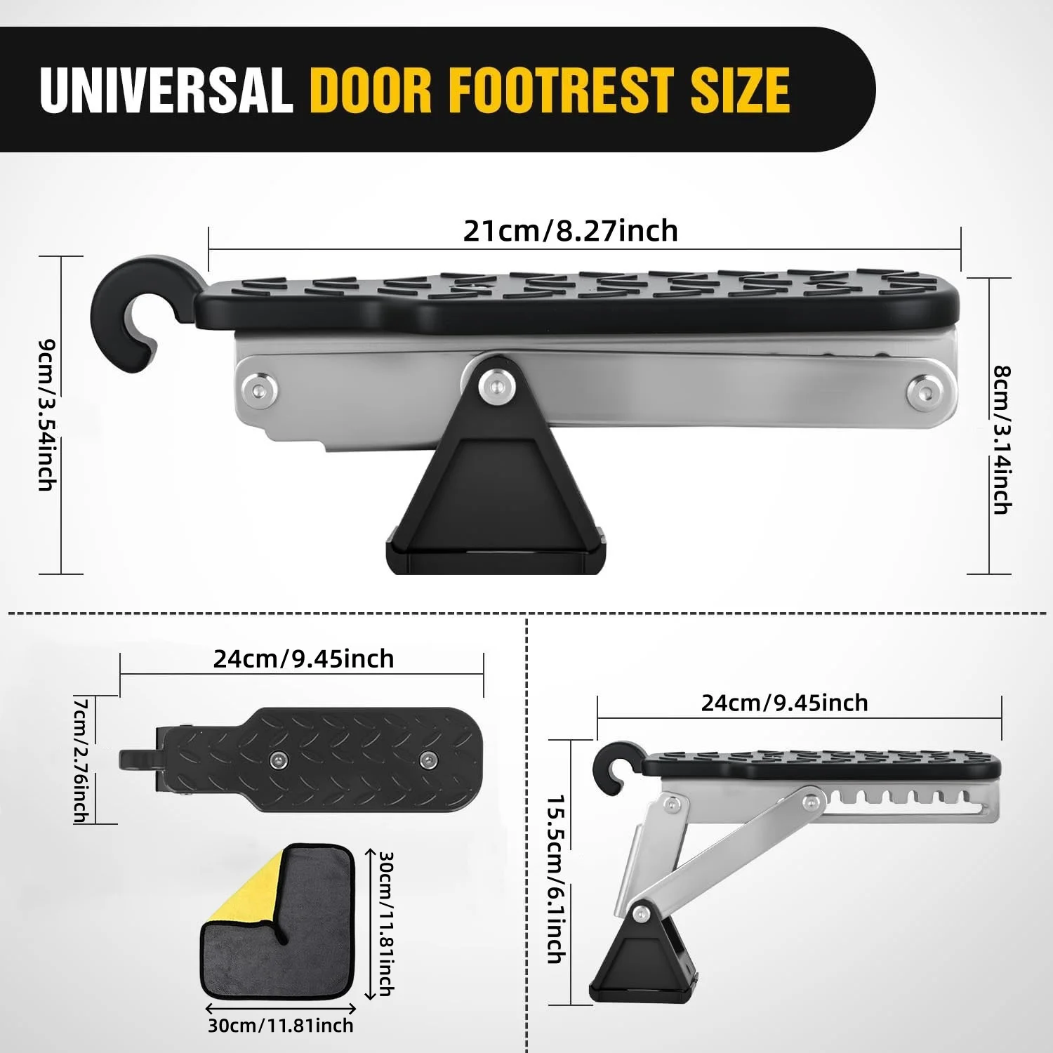 Foldable Car Door Step Platform for Roof Rack Access, Heavy Duty Steel Door Latch Step Both Feet Stand for SUV Truck