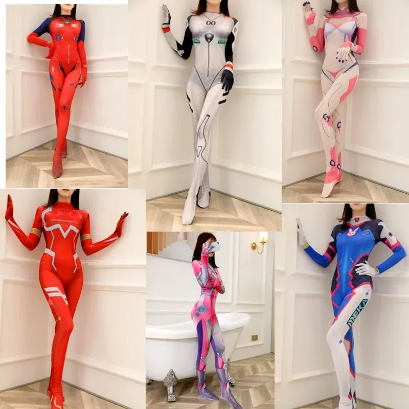 

New arrival women printing 3D skull digital jumpsuit cosplay pants bodysuit tight fitting clothes Halloween costume