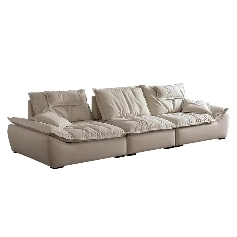 

Sailing sofa Internet celebrity cream style fabric straight row three back adjustable