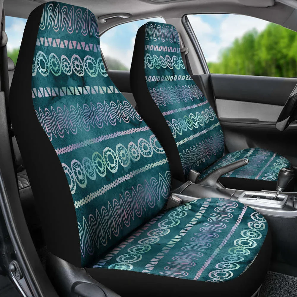 Boho Watercolor Iridescent Ethnic Pattern Car Seat Colors,Pack of 2 Universal Front Seat Protective Cover