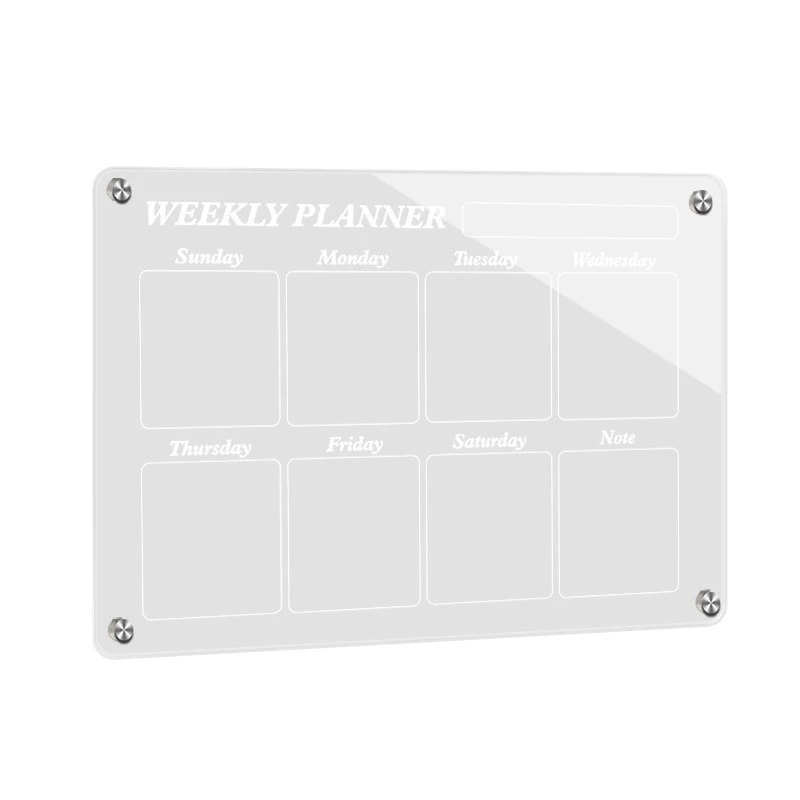

Acrylic transparent magnetic day board Cross-border refrigerator Daily meal plan planning table Message display stand