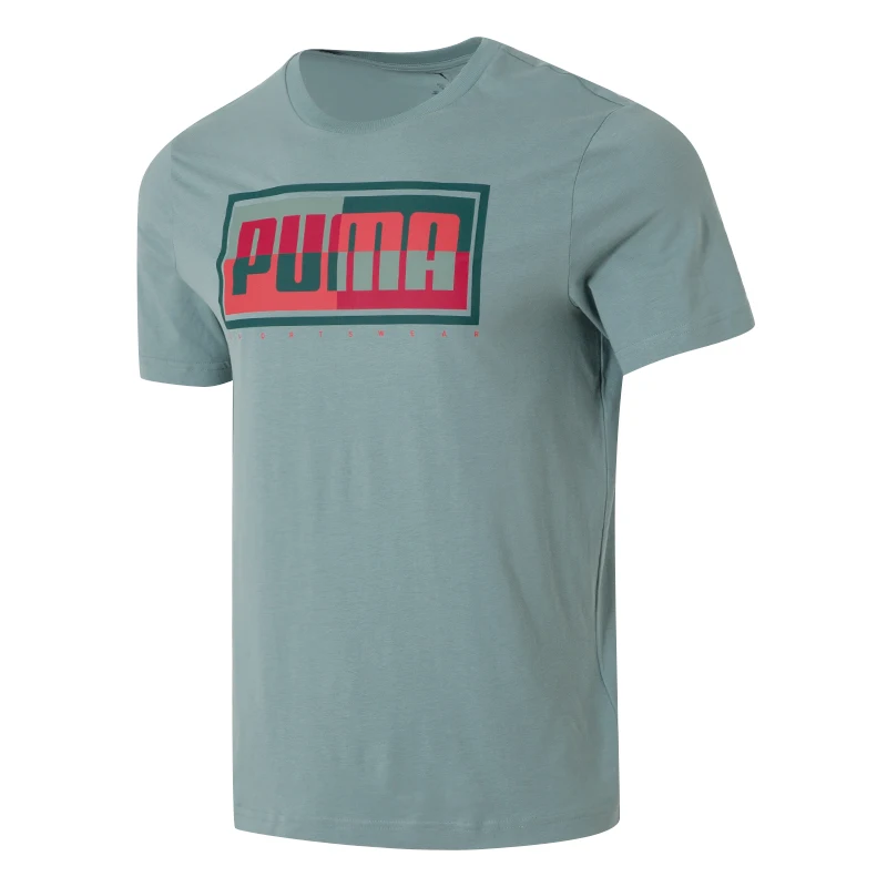 

Puma Graphics Puma Box Tee T-Shirt Round Neck Loose Breathable Men's Daily Casual Top Running Fitness Half-Sleeved Short-Sleeved 687678-30