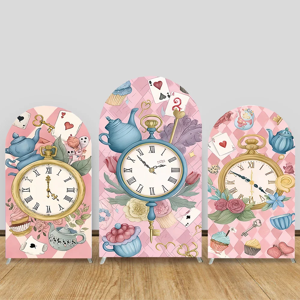 

Фон для фотосессии в стиле «Алиса в Стране чудес»: арка, цветы, карманные часы, для дня рождения девочки, чаепития, детских фотосессий