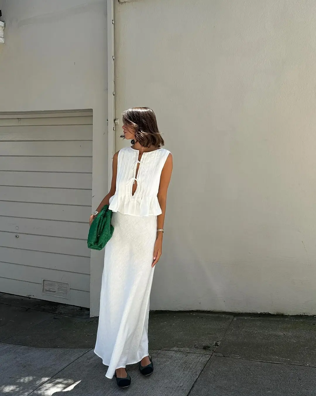 JHJN أطقم فساتين صيفية قميص نسائي قطني بدون أكمام جديد في مجموعات مطابقة فساتين طويلة تناسب الملابس النسائية Conjuntos