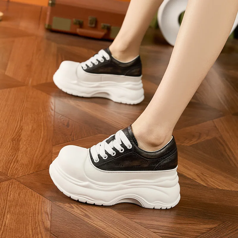

Женские кроссовки на платформе 8,5 см, повседневные уличные простые дизайнерские удобные кроссовки для скейтборда на шнуровке, спортивная обувь для бега, женская