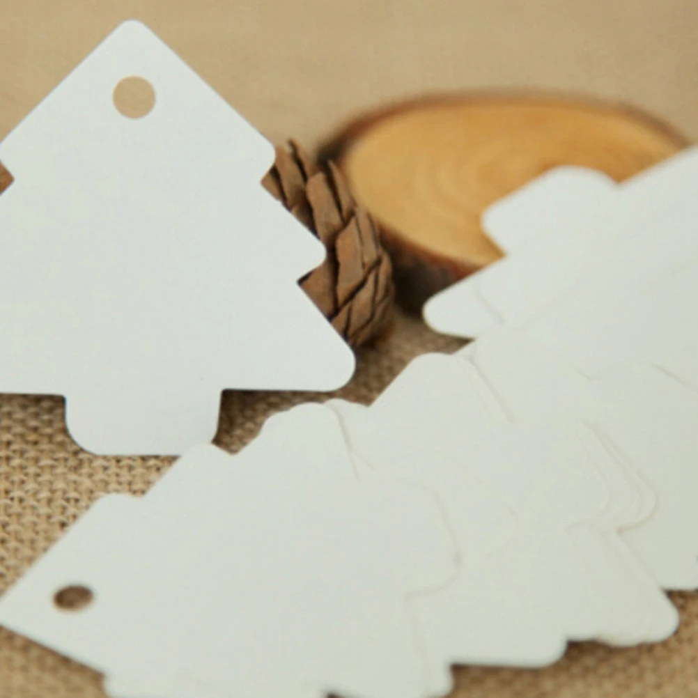 

100pcs Christmas Tree Tags Kraft Paper Gift Hang Tags Vintage Style Decorations for Holiday Wedding Party Supplies