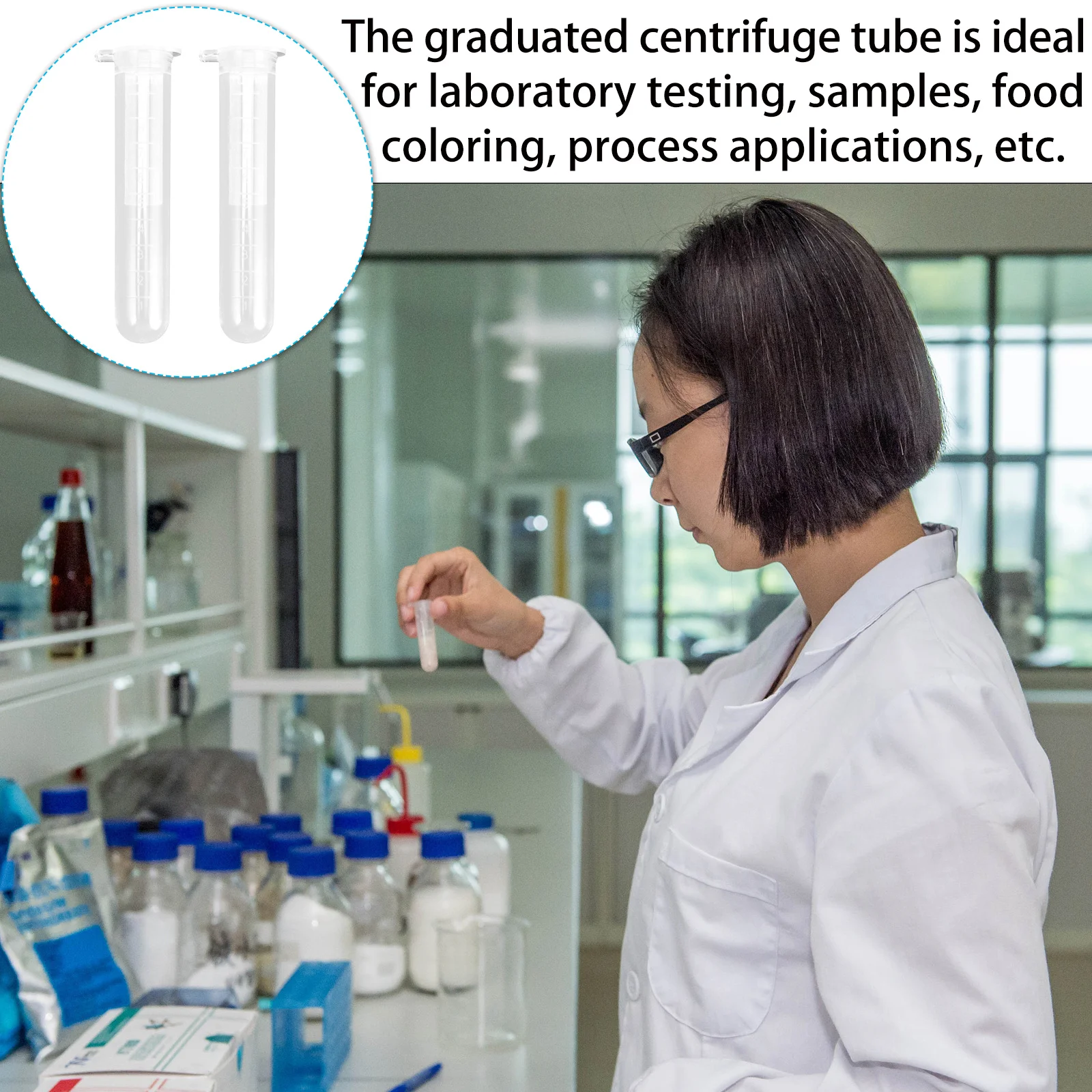 

200Pcs 10ml Laboratory Tubes Plastic Transparent Test Tubes for Experiments Measurement Analysis