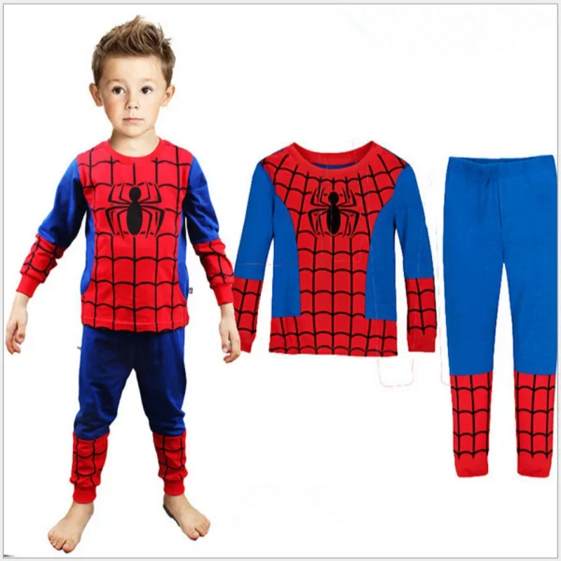 2Pcs/set Spiderman Pajamas for Toddlers Boys Superhero Cosplay Long Sleeve T Shirt Pants Christmas Homewear Pyjamas Suit