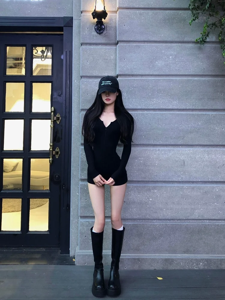 

Комплект для женщин: облегающий комбинезон с высокой талией и длинными рукавами, повседневный наряд для весны