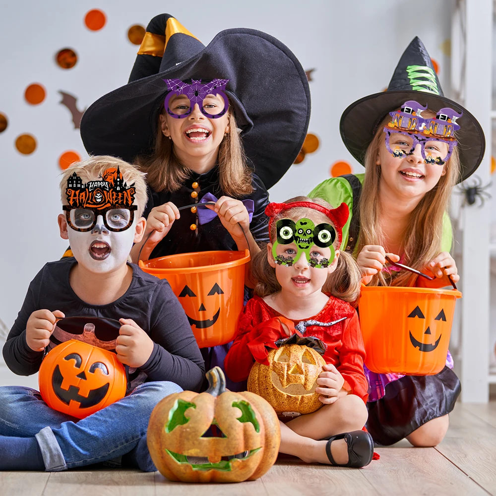 12szt Halloween Paper Glasses Pumpkin Ghost Bat Pattern Śmieszne okulary Cukierek albo psikus Rekwizyty fotograficzne Dekoracje na imprezę Halloween