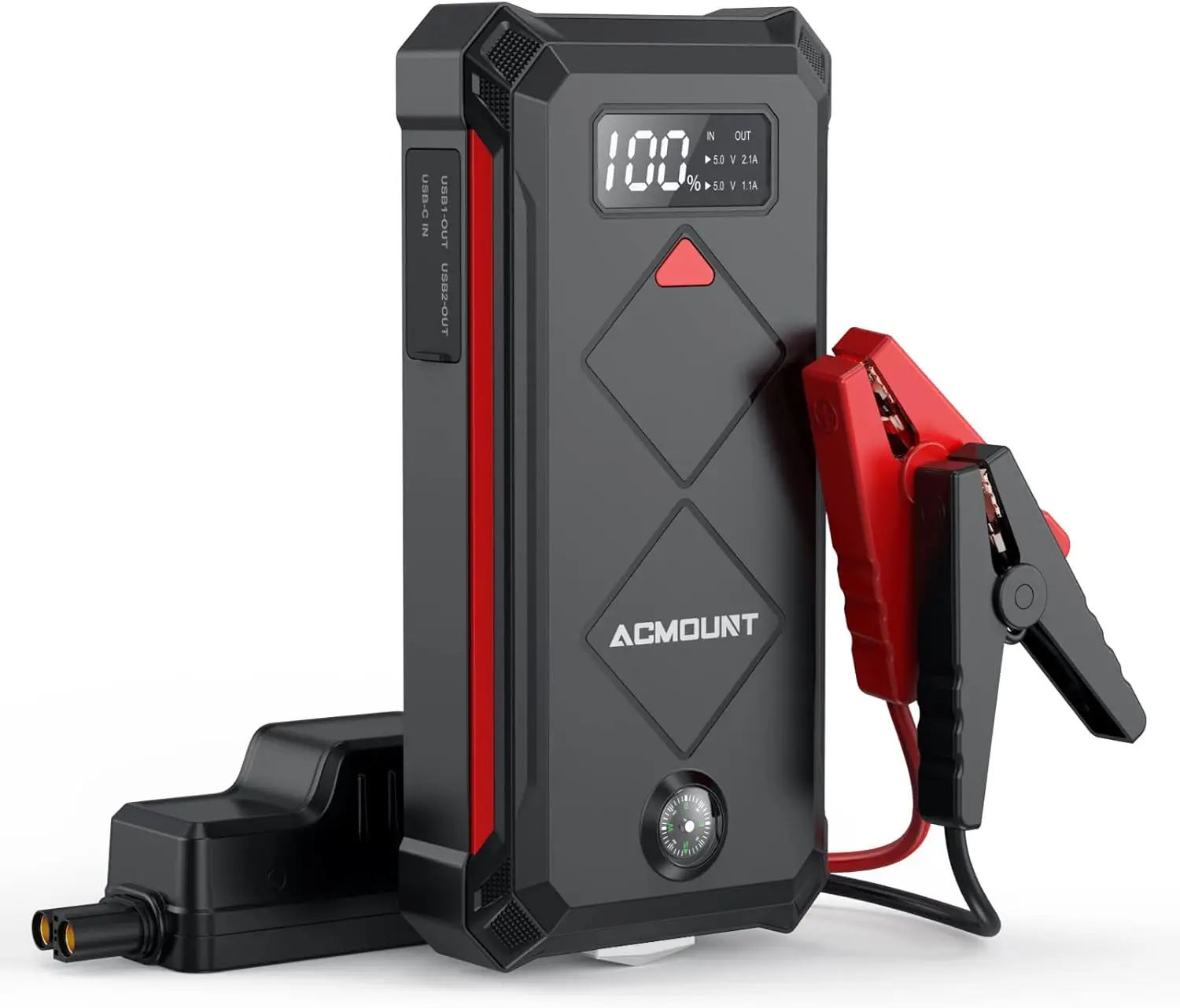 

P100 Car Jump Starter 5000A Peak, 12V Portable Battery Pack for 10L Gas/8L Diesel, LED Screen & Light