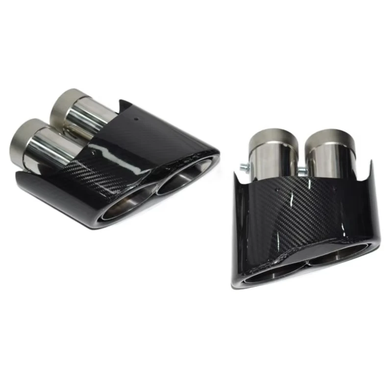 Carbon Fiber Exhaust Pipe Tips For Audi S7 S6 S5 S4 S3 RS6 End 2-Inlet Tail For Models A4 And A3