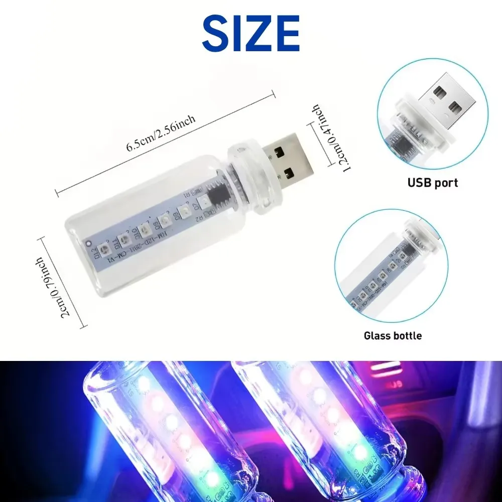 RGB LED Ambient Light 13 Modes Plug and Play USB Car Interior Accessories Decor Gift Idea Touch Switch Multicolor Accent Lamp