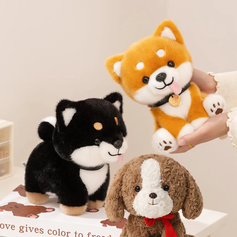 

New Cute Plush Dogs Adorable Shiba Inu Stuffed Animals with Tongue Out Soft Kawaii Puppy Beagle Dolls for Office Desk Companion