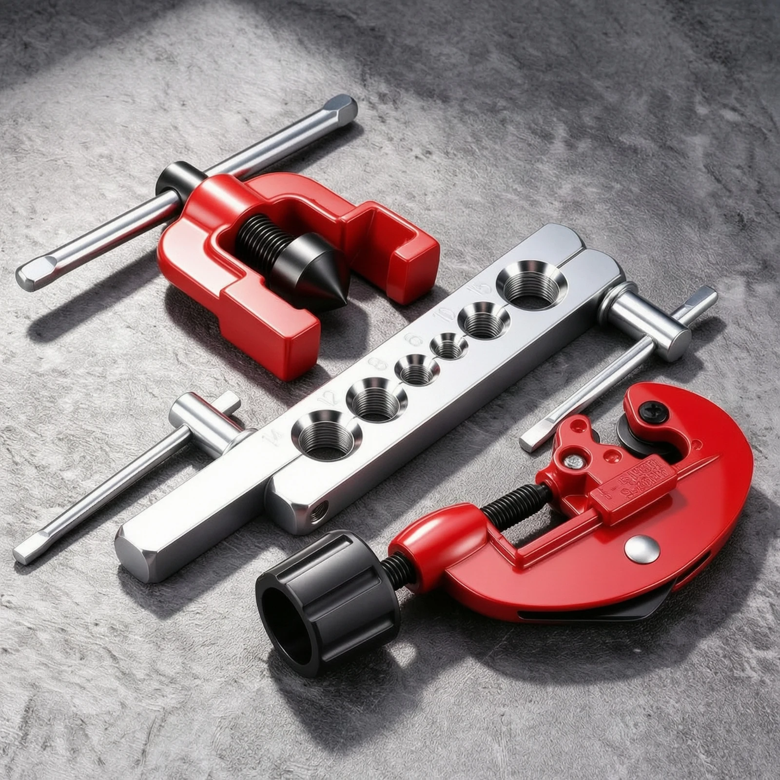 3 Pieces Copper Pipe Flaring Tool with Cutter Allall-in-1 Flaring Tool with Pipe Cutter Self-Centering Manual for Plumbers