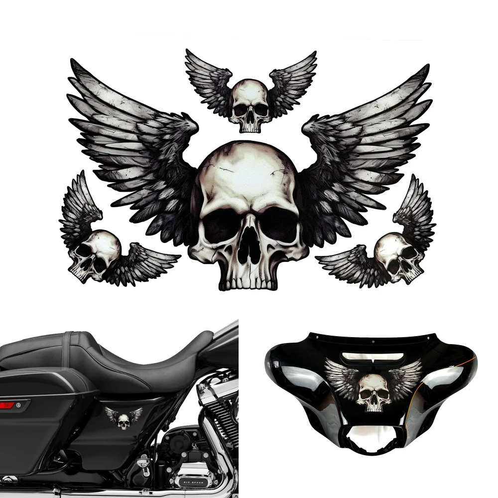 

Winged Skull Emblem Decal vinyl stickers For Harley Touring Ultra Electra Glide Street Glide 1996 - 2023