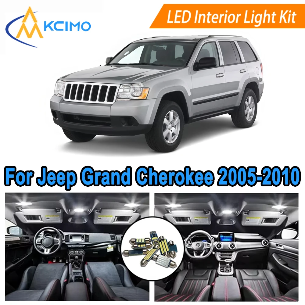 

Super White/Blue LED Interior Light Kit For Jeep Grand Cherokee WK (2005-2010) Dome Bulbs LED Interior Light Replacement