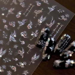 1pcs 5D Exquisite Colorful Bird Nail Art Stickers Relief Butterfly Flower Dragon Nail Decoration Decals DIY Manicure Accessories