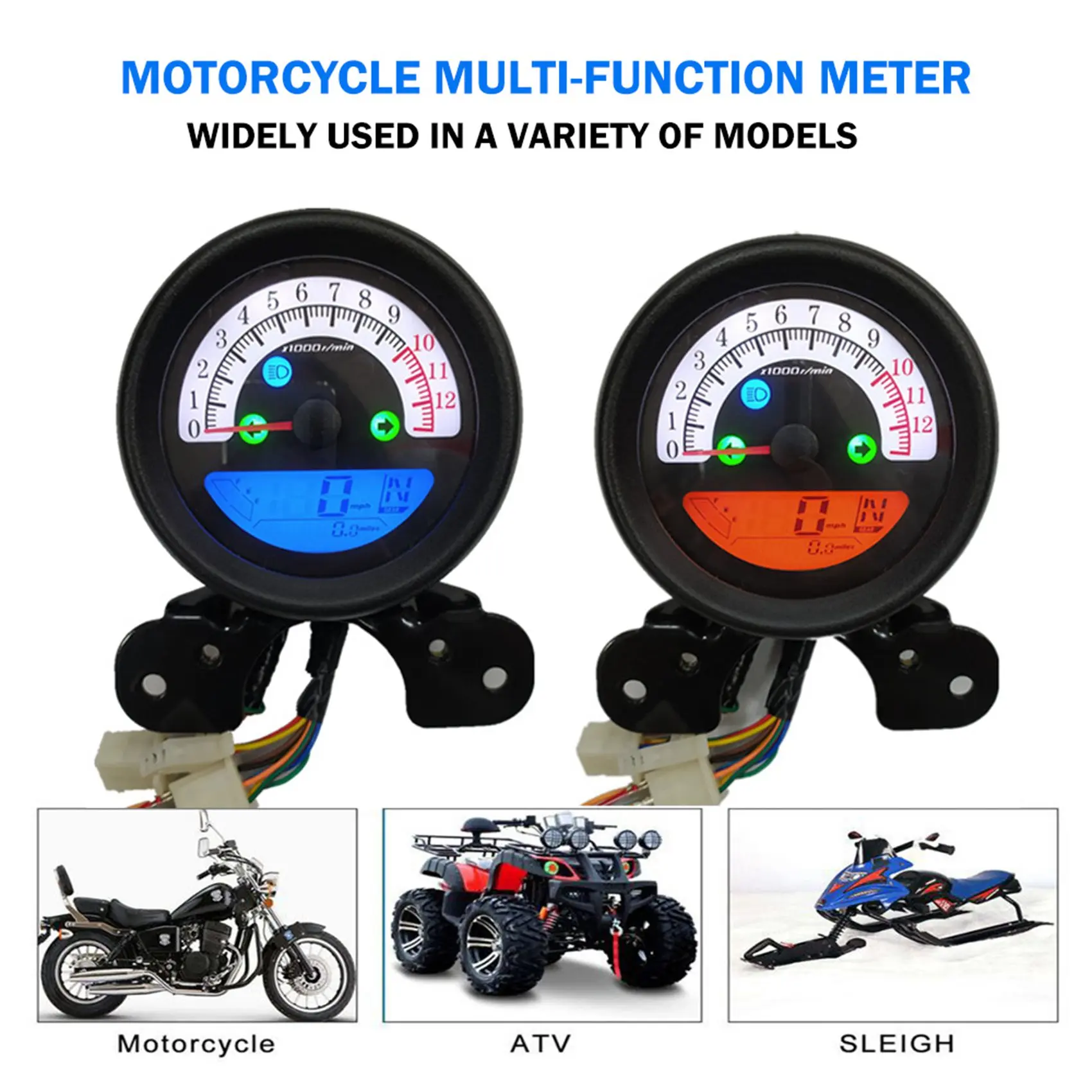 Tachymètre numérique multifonction pour moto, compteur de vitesse, odomcirculation, vision nocturne, 1,2,4