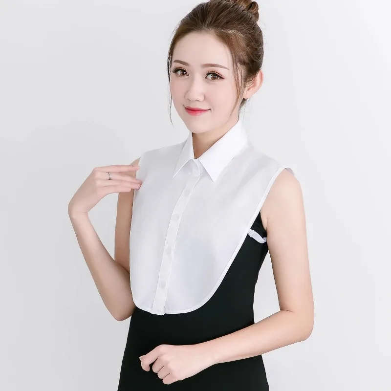 المرأة أزياء القطن وهمية طوق رجل للجنسين بدلة رسمية نصف قميص نمط وهمية طوق للإزالة زر الفتيات طوق للانفصال