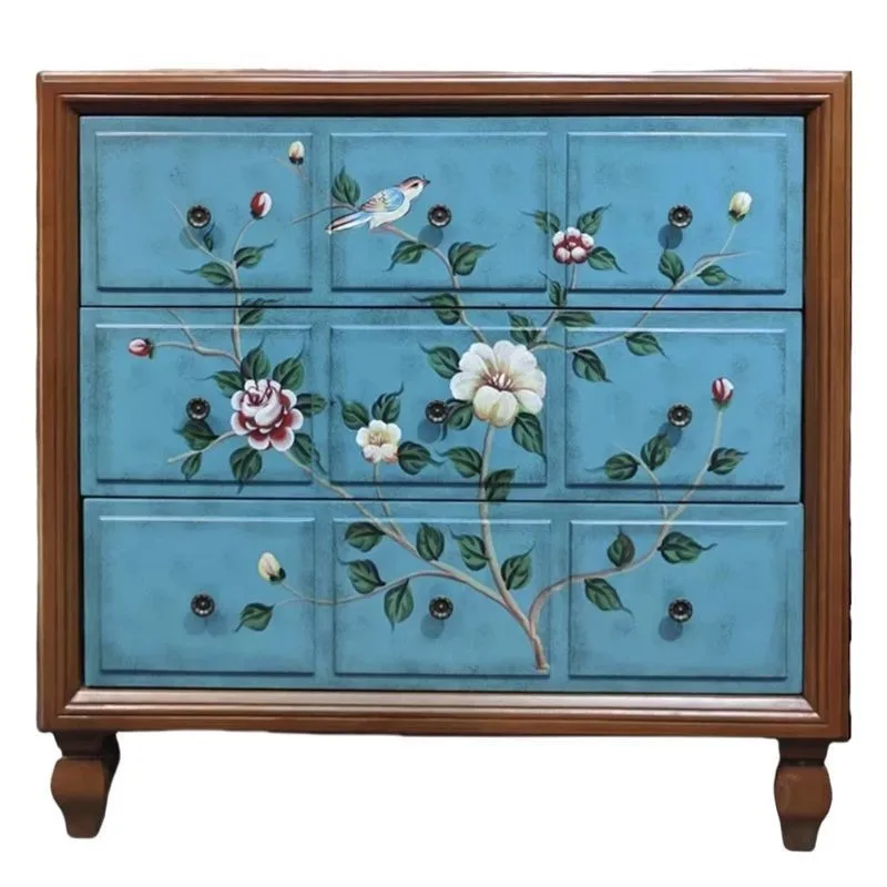 American-style painted decorative drawers, chest of drawers, cabinets, solid wood entry porch cabinets, living room storage