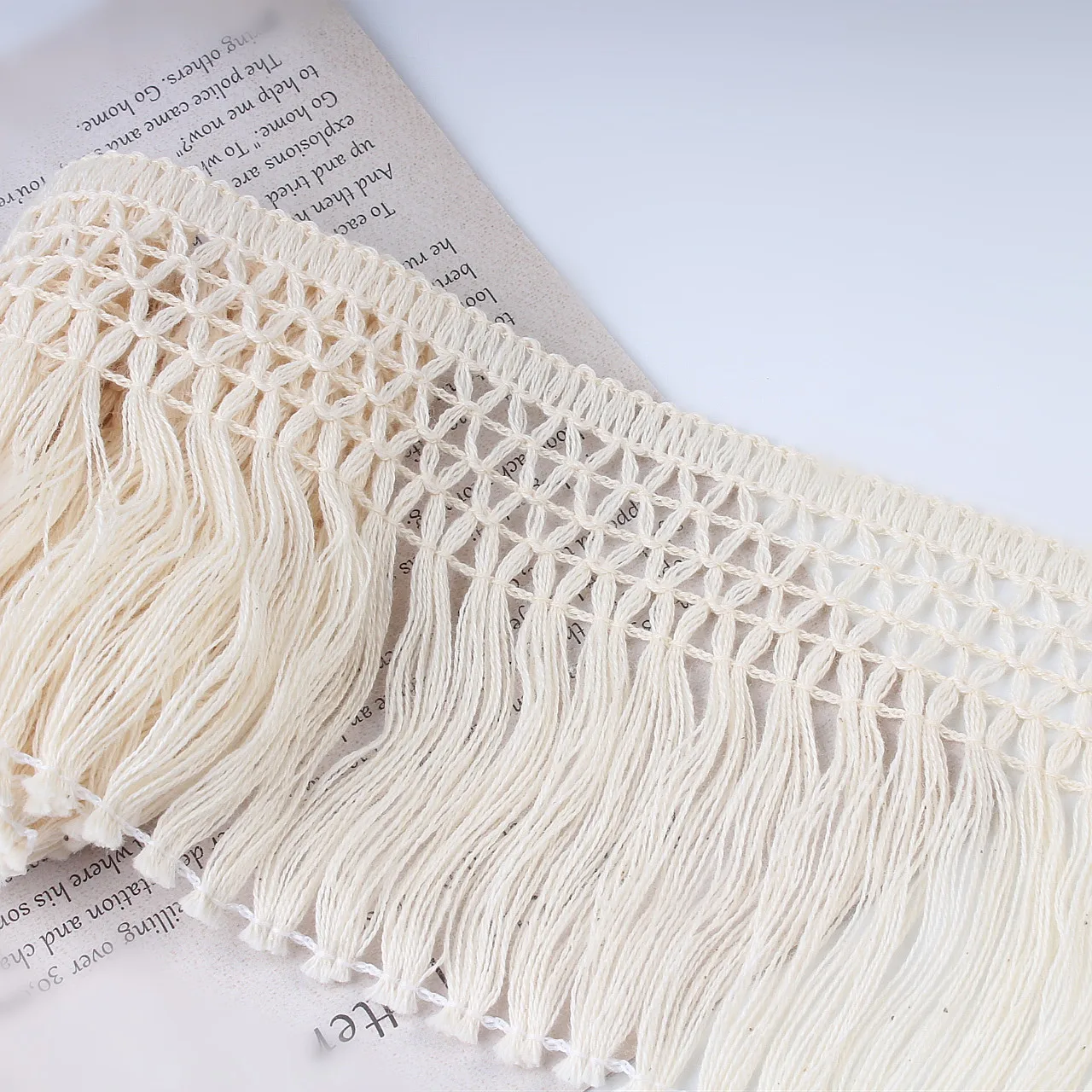 5yards/lot 10cm wide Cotton tassel hanging lace trimming Fringe Beige cotton ribbon Diy handmade Curtain craft