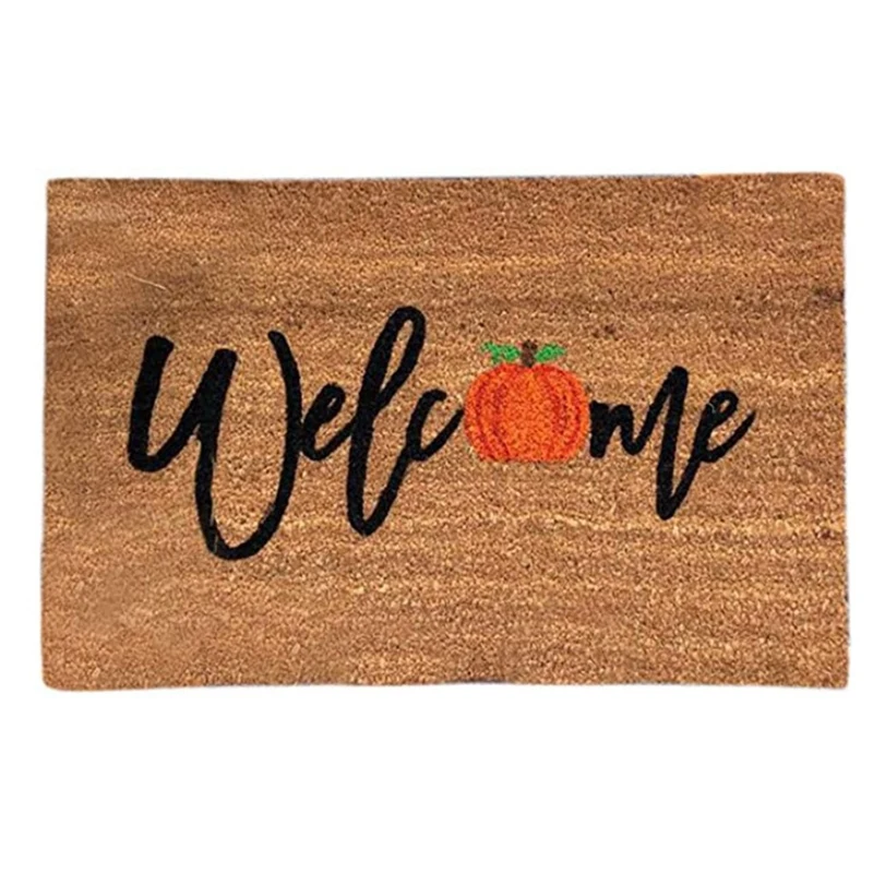 ฮาโลวีนหัวฟักทองพรมประตูฮาโลวีนพรมเช็ดเท้าพรมยินดีต้อนรับสู่บ้านพรมกันลื่นด้านล่างในร่มกลางแจ้งพรม