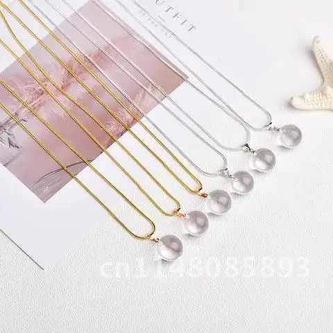 สร้อยคอลูกปัดหินคริสตัลธรรมชาติใสขนาด15มม. ลูกปัดจี้สร้อยคอแฟชั่นโอนความรักเครื่องประดับคริสตัล Runyangshi 1ชิ้น