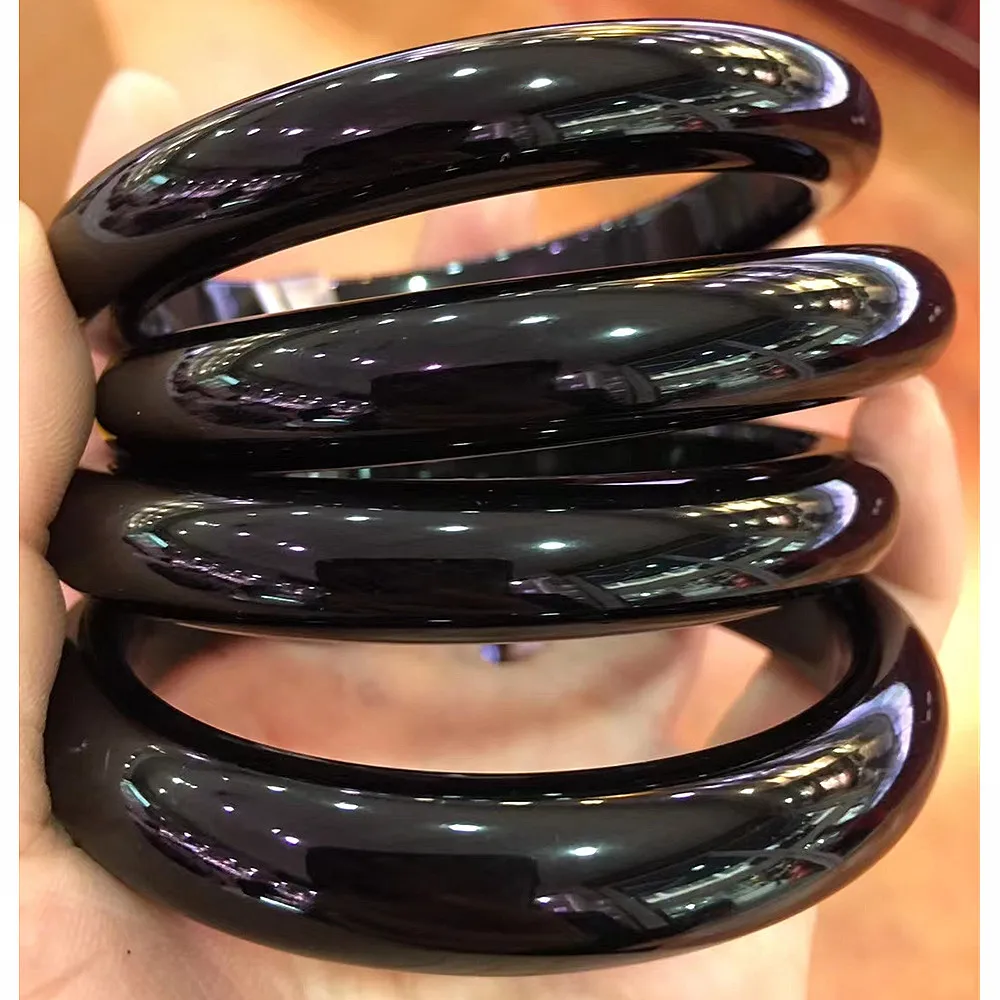 Jadeite Emerald Natural Agate Chalcedony Black JADE Bracelet Temperament Elegant Bangle Handring Delicate Jewelry