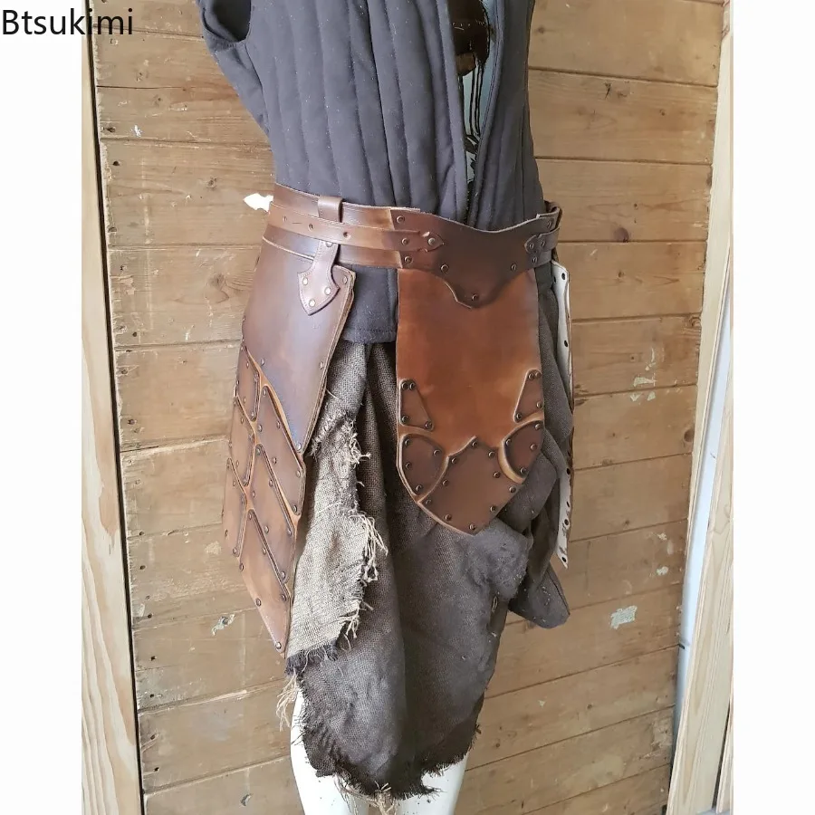 

Medieval PU Leather Retro Belt Cosplay Costume Double Sides Waist Armor with Belt for Halloween Knight Pirate Clubwear Carnival