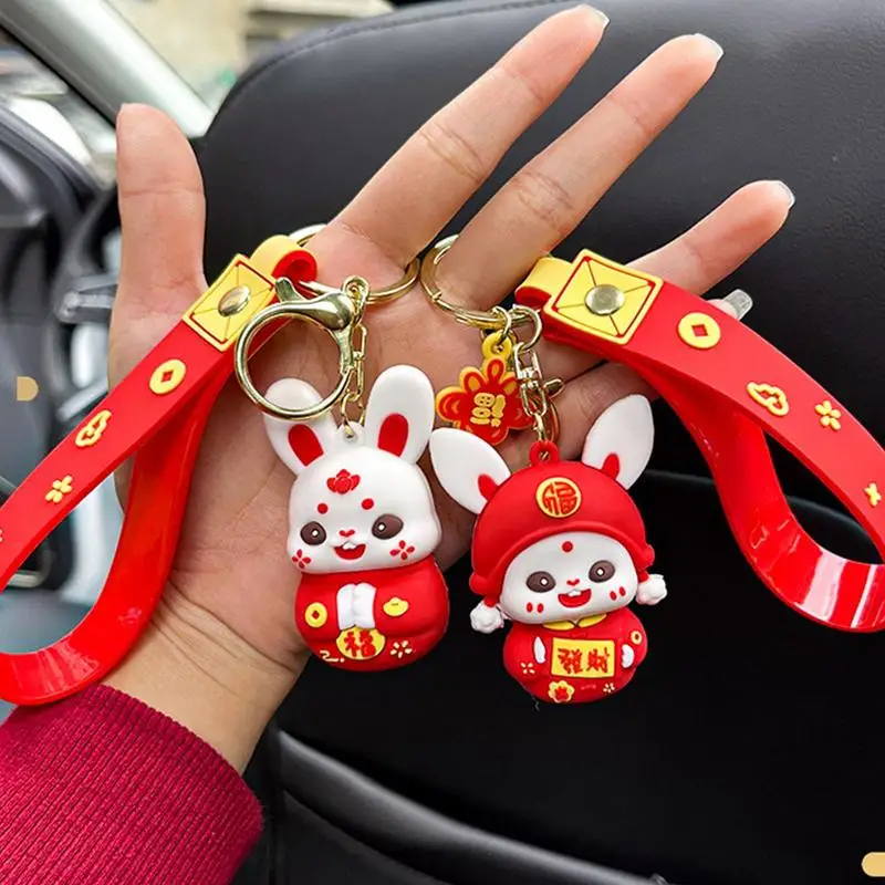 Chinese New Year Keychain 2023 Cute Rabbit Keychains Bunny Hanging Accessories Decors Chinese Zodiac Animals Key Chain