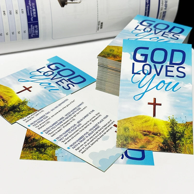 100 Stück religiöse Dankeskarten „God Loves You Jesus Paid It All“ – christliche Grußkarten für Taufe/Ostern/Anbetung