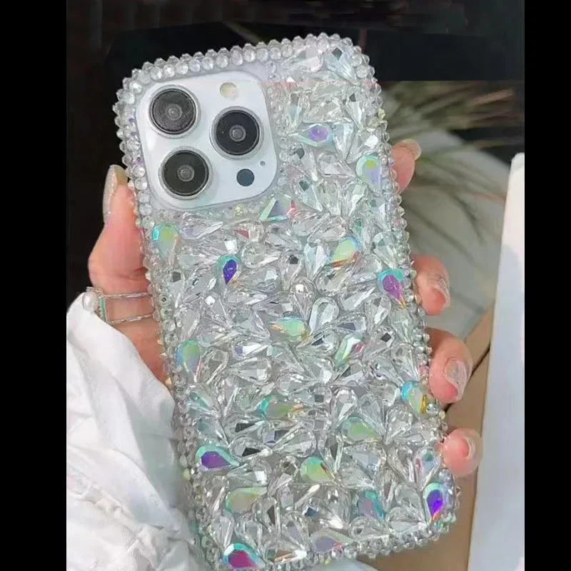 Для iPhone 16 15 14 13 12 Mini 11 Pro XS Max XR X 8 7 Plus Супер модный полностью блестящий маленький кристаллический бриллиант прозрачный чехол для телефона
