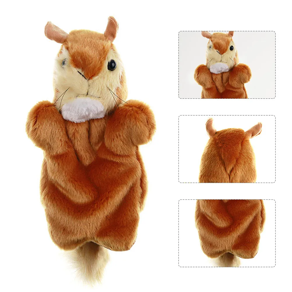 

Squirrel Hand Puppet Soft Animal Head Storytelling Role- Parent-Child Game Educational Puppet for Kids