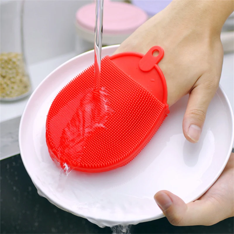 Silicone Dishwash Brush Dish Bowl Cleaning Brush Multifunction Scouring Pad Pot Pan Wash Brushes Kitchen Cleaner Washing Tool