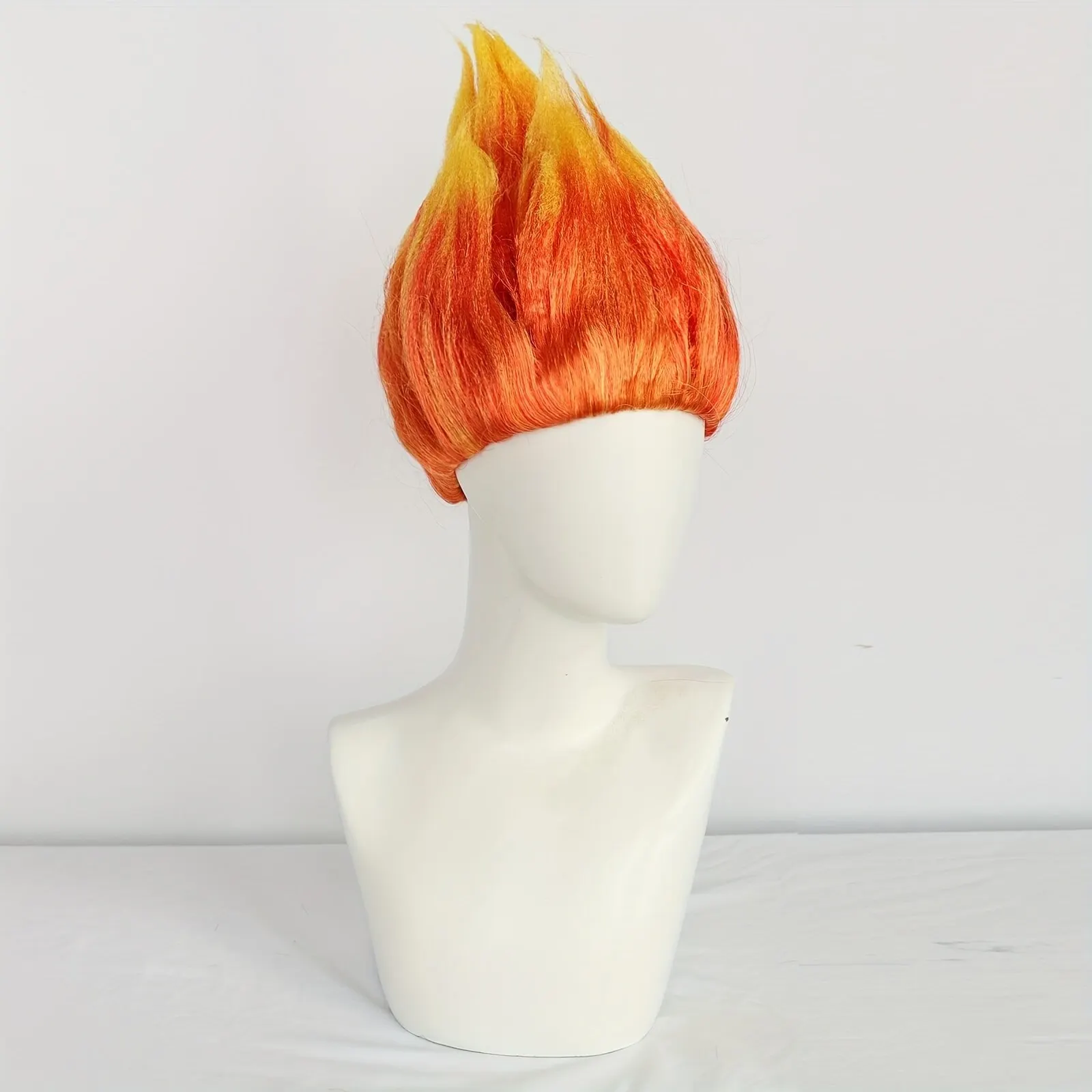 Flame Costume Synthetic Wig Pre-Styled Anger Fire Wig Two Tone Orange and Yellow Stylish Flame Wig Spiky Halloween