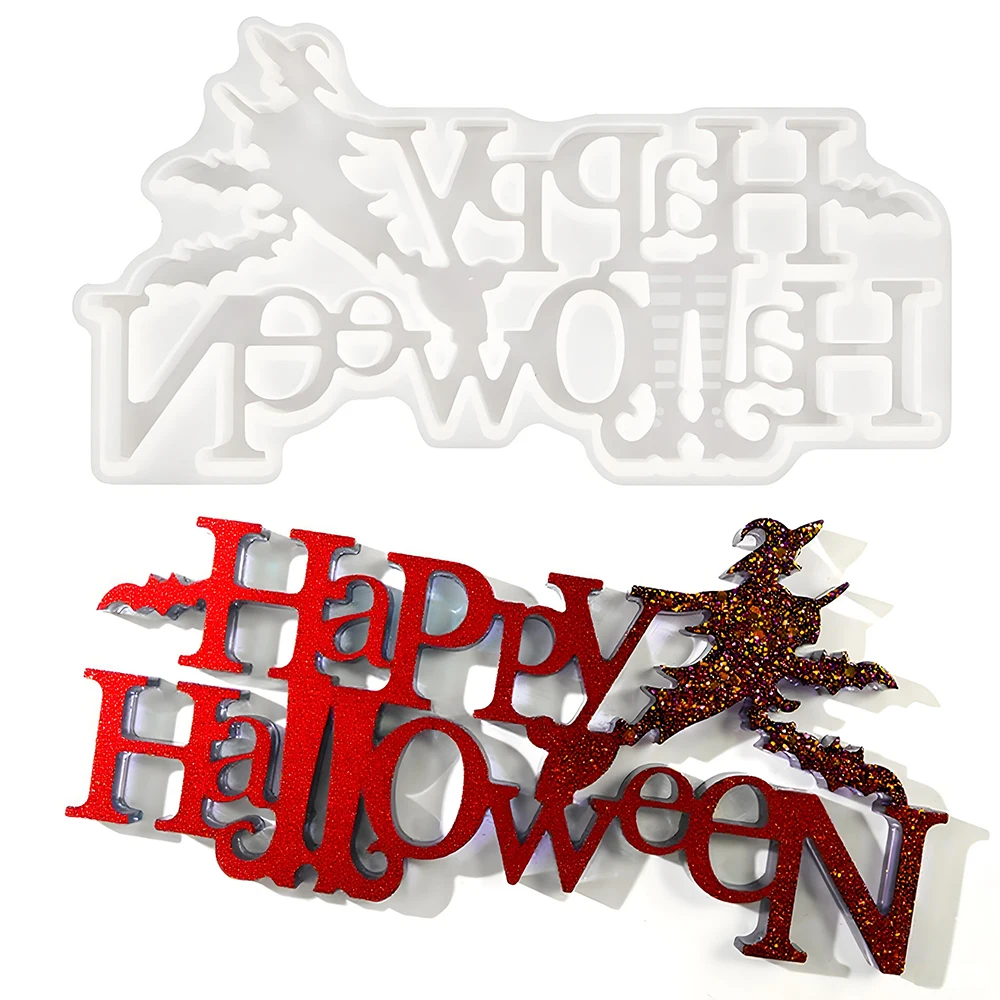 

SZ106 DIY Happy Halloween письмо смоляные формы дверной знак дверная табличка эпоксидная силиконовая форма для фестивальных поделок