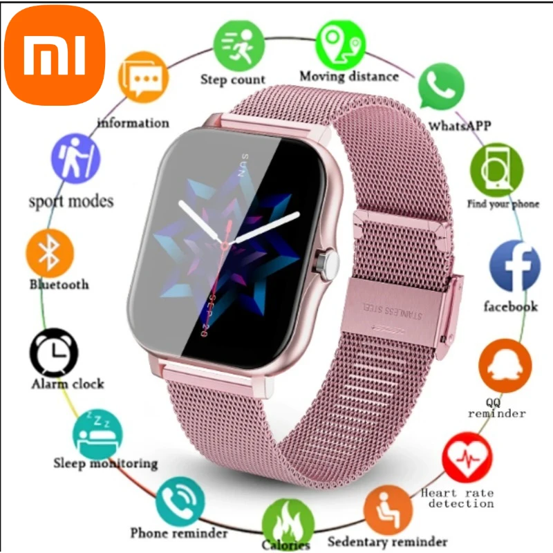 

Xiaomi 2025 Новые Смарт-часы для мужчин и женщин в подарок с полным сенсорным экраном Спортивные часы для фитнеса Bluetooth Вызов Цифровые умные часы