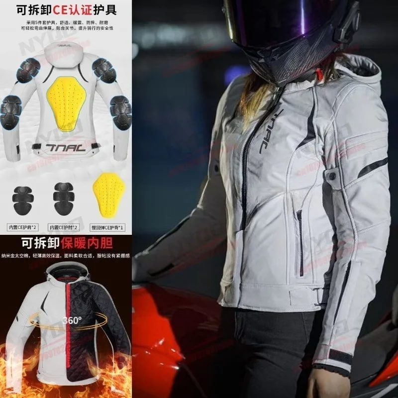 TNAC Women's Motorcycle Four Seasons Windproof Riding Jacket, Warm and Fall Proof Motorcycle Winter Waterproof Racing Clothing