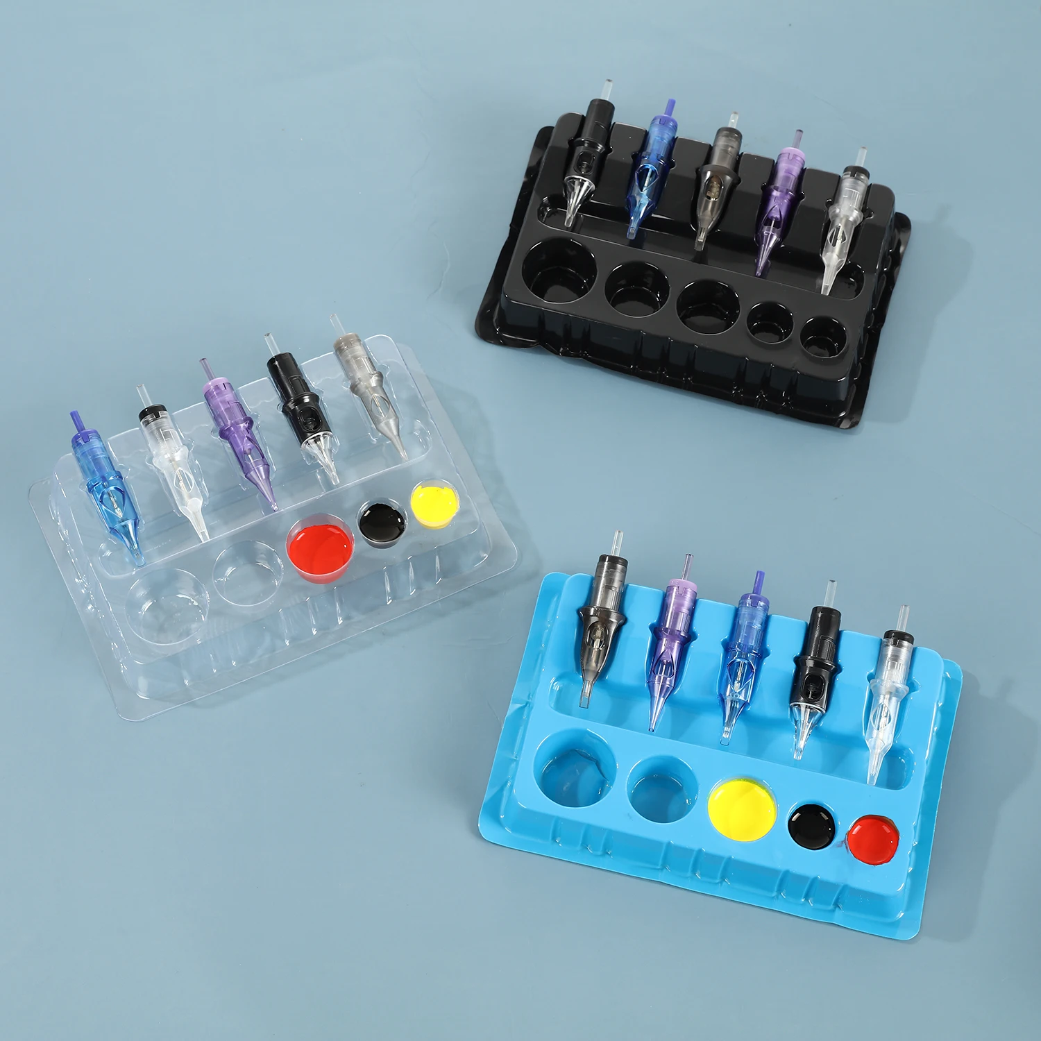 

20 шт., держатель картриджа для татуировки, лоток для чернил, качественный пластик, материал, избегайте перекрестных инфекций, подходит для профессиональных принадлежностей для татуировок