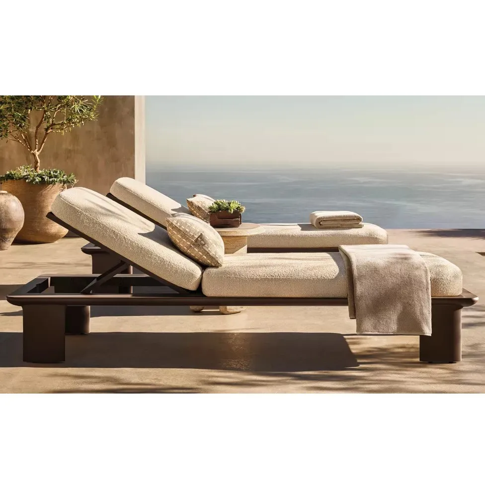 เตียงกลางแจ้ง เฟอร์นิเจอร์อลูมิเนียมอัลลอยด์ ระดับโรงแรมห้าดาว ริมทะเล สระว่ายน้ำ ระเบียง ห้องตัวอย่าง เก้าอี้พักผ่อนโลหะ