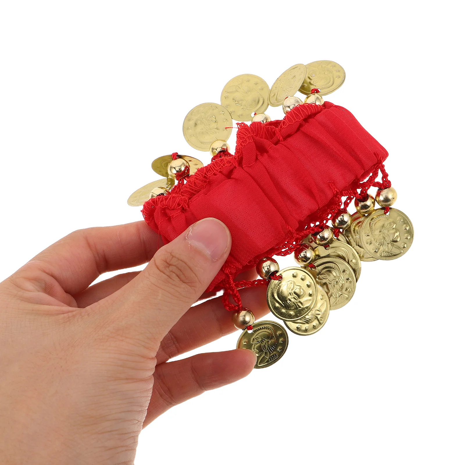 Belly Dance Arm Bracelets Set for Women Red and Blue Sequins Indian Dancer Jewelry Novelty Bracelet with Bells Party Accessory