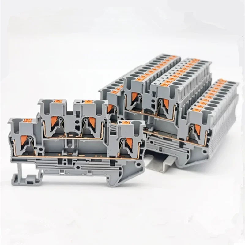 10pcs PTTB 2.5 0.14-4mm2 Double-layer Quick Connection Connector Din Rail Combination Fast Wiring Cable Terminal Blocks