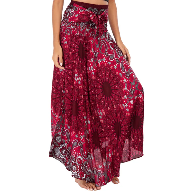 Maxi Boho Lange Röcke für Damen Bohemian Rock mit Blumenmuster Gypsy Boho Hippie Yoga Urlaub Strand – Detail 9