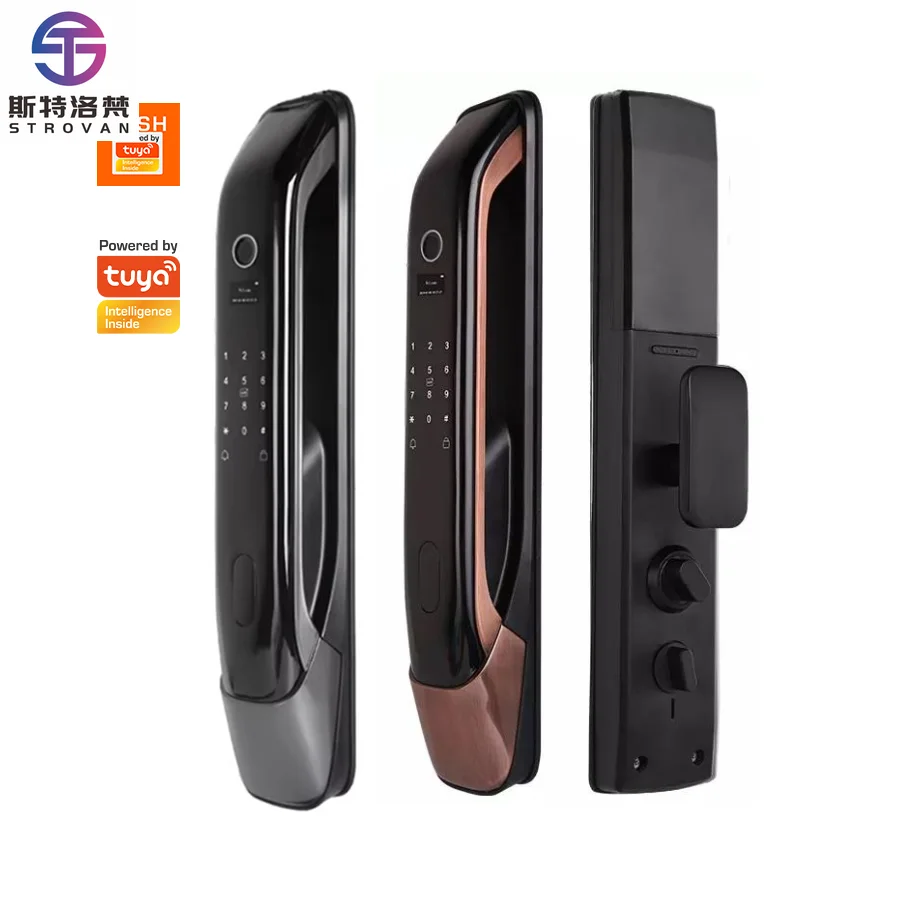 

STLF Digital Smart Lock Tuya Wifi Keyless Push Pull Fingerprint Biometric Home Security System Wood Door Smart Door Lock