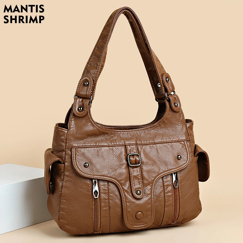 

Women Fashion High Quality PU Leather Handbag Female Retro Shoulder Bags Luxury Designer Sac for Ladies Vintage Packs for Women