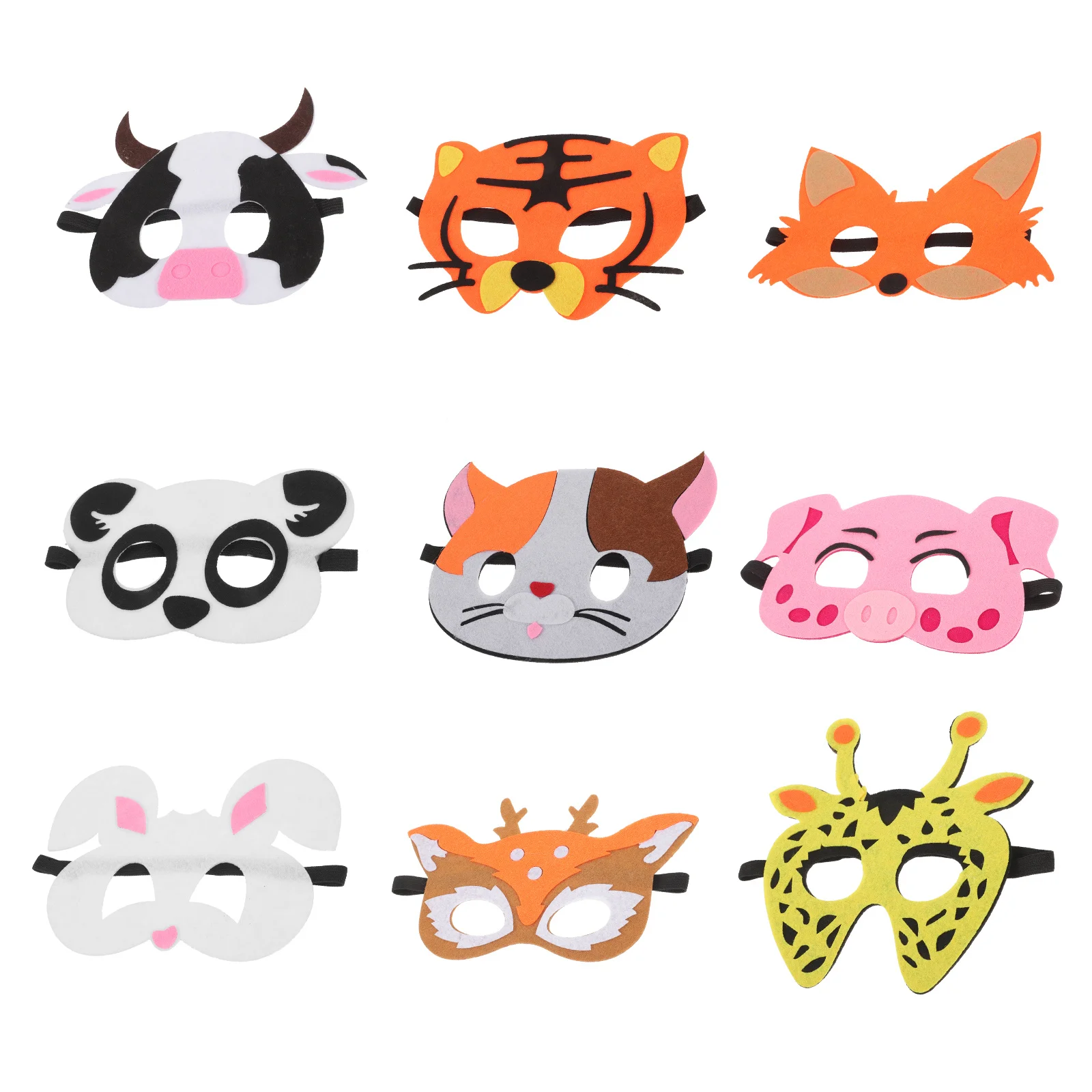 18 قطعة من أقنعة الحيوانات اللباد للأطفال، فستان جميل للحفلات، قناع الهالوين كرنفال كوسبلاي، مجموعة إكسسوارات رائعة