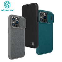 Flip Case For iPhone 14 Pro Max Nillkin Qin Leather Cloth Cover For iPhone14 Slide Camera Flip Cover For iPhone 14 Pro /14 Plus