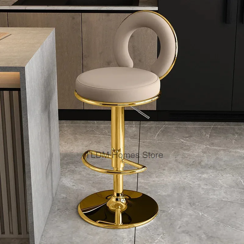 Lounge Luxury Bar Chairs Modern Metal High Nordic Bar Stool Ottomans Swivel Bancos Para Barra De Cocina Restaurant Furniture