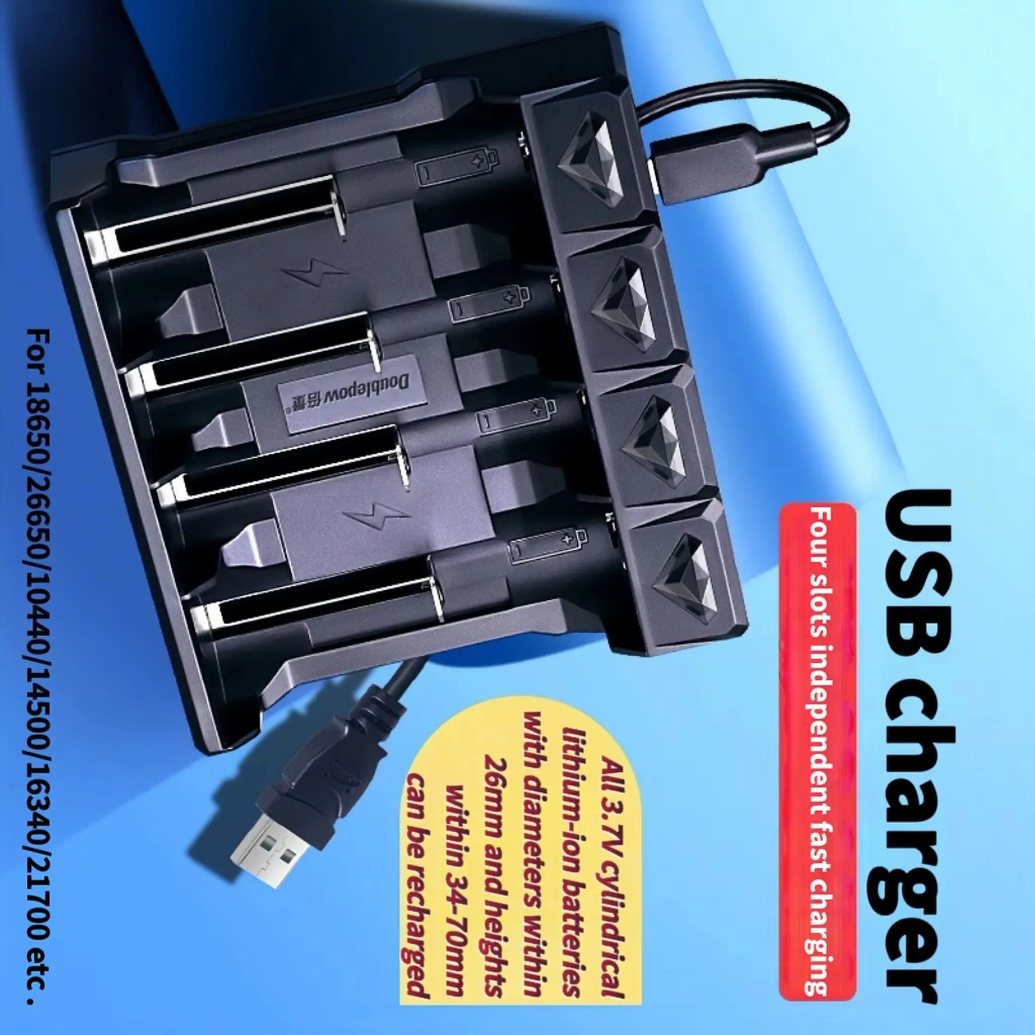 10 SZTUK akumulatorów 18650 3.7V 2000mAh, ładowarka do akumulatorów litowych 18650 do latarki, projektora, elektrycznej łapki na komary